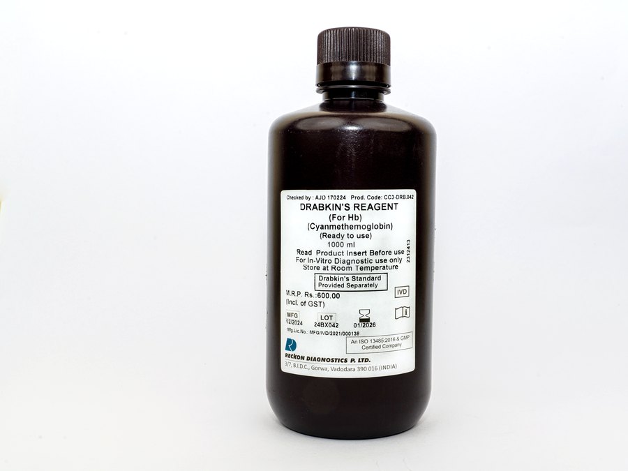 Drabkin's Reagent (for Hb), 1000 ml